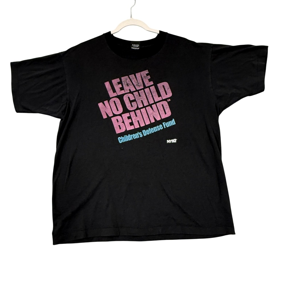Vintage Leave No Child Behind Shirt Mens XL Black Children's Defense Fund 90s